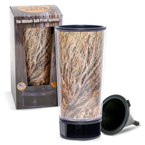 Spit Bud SPITBUD.COM Mossy Oak Brush - The Ultimate Spittoon for Chew - Portable Dip & Snuff Cup with Lid, Pop Tab, Spill-Proof Funnel, Can Cutter & Holder - Fit in Cup Holders - Holds 8oz - Made in USA