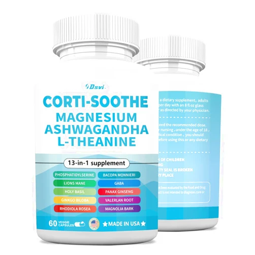 DSVI Corti-Soothe-Cortisol Supplement – 200mg Magnesium Glycinate, 150mg L-Theanine, 150mg Ashwagandha, Phosphatidylserine, and Herbal Blend Cortisol Manager 60 Capsules USA