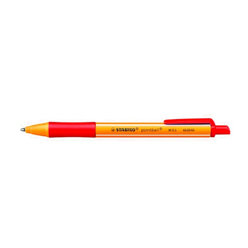 STABILO Pointball STABILO RETRACTABLE BALLPOINT PEN RED INK (PACK OF 3)
