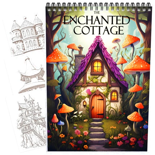 CKMOREL Coloring Book for Women Spiral Bound, Lay Flat While Coloring Adult Coloring Book 30 Pages One Sided Design Gift for Adult to Relax and Relieve Anxiety The Enchanted Cottage