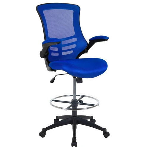 Flash Furniture Kelista Mid-Back Swivel Office Chair with Adjustable Seat Height, Ergonomic Mesh Desk Chair with Flip-Up Armrests, Blue