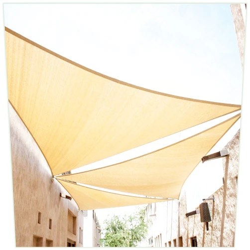 Colourtree 14' x 14' x 14' Beige Sun Shade Sail Triangle Canopy - UV Block UPF50, Water Permeable, Heavy Duty Awning for Patio, Outdoor, Garden, Backyard & Yard (We Make Custom Size)