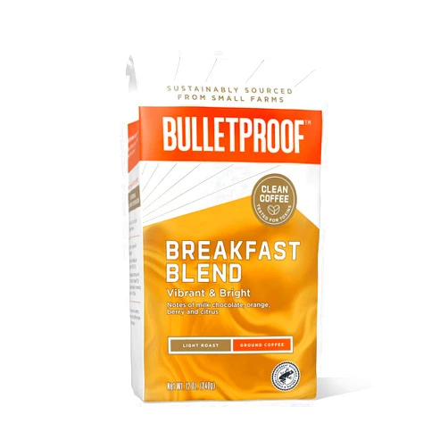 Bulletproof Breakfast Blend Light Roast Ground Coffee, 12 Ounces, 100% Arabica Coffee Sourced from Central and South America