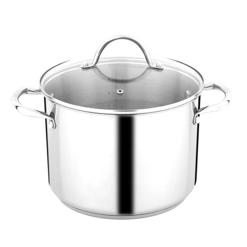 GreatChef Stock Pot Stainless Steel 8 Quart with Tempered Glass Lid for Cooking Riveted Handle, Heavy Duty Vessel,Induction Compatible All Cooktops in Use, Dishwasher & Oven Safe