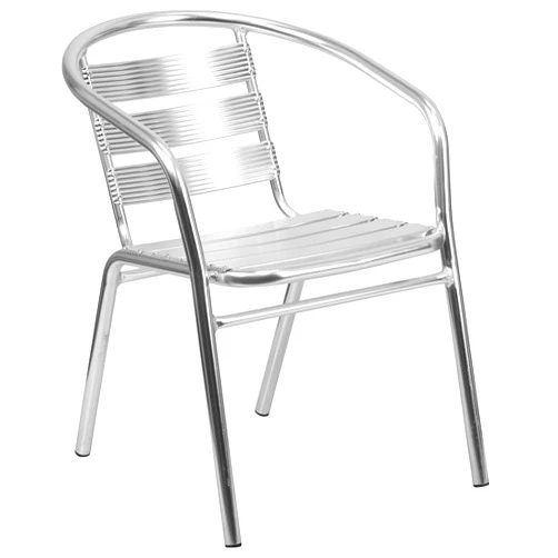 Flash Furniture Heavy Duty Commercial Aluminum Indoor-Outdoor Restaurant Stack Chair with Triple Slat Back