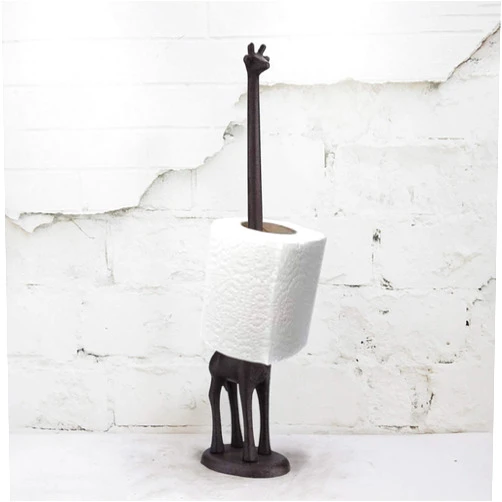 HomeZone Various Styles Novelty Toilet Roll Holder Animal Pipe Wood with Phone Holder Bathroom Accessories Decorative Home Decor Indoor Bath Room Loo Roll Holder (Giraffe Toilet Roll Holder)
