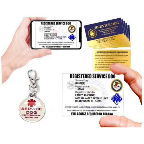 WORKINGSERVICEDOG.COM No Photo - Fast - Custom PVC Service Dog ID Card with Registration – Mobile Device Digital ID Badge – Service Dog Collar Tag – Five Service Dog Federal Law Handout Cards