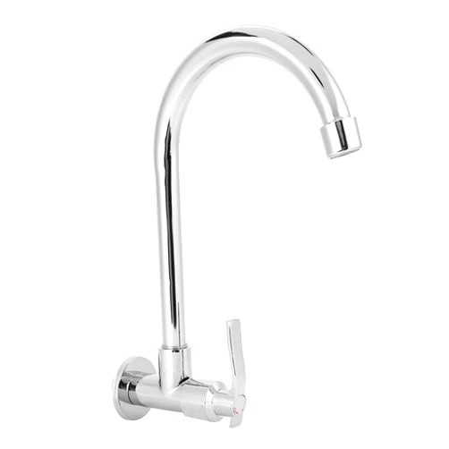 AUNMAS Kitchen Faucet, Water Sink Faucet Single-Tube Cold Wall-Mounted, 360° Rotatable G1/2inch Water Kitchen Tap Without Hose, Copper Outlet, Silver(Wall-Mount, No Basin Faucet)