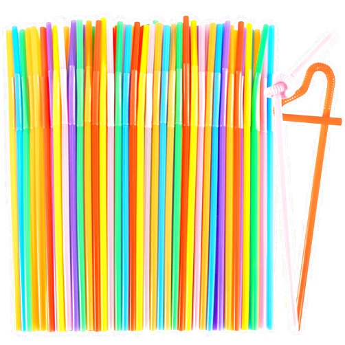 MAQIHAN 100 PCS Colorful Flexible Plastic Straws - Long Bendable Straw Disposable Drinking Straws Bulk Party Straw for Juice 10.2