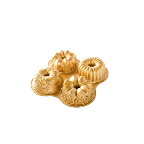 Nordic Ware Bundt Quartet Pan, quotL x 12.38&quotW x 2.47&Quoth, Gold