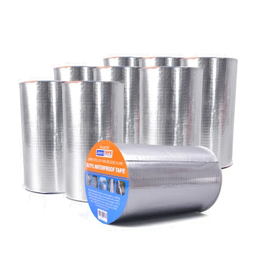 ADHES TAPE PURSUIT OF PERFECTION ADHES Butyl Tape Waterproof Tape Aluminum Foil Tape Sealan Tape,8inch x 5m,for RV Repair, Window, Silicone, Boat and Pipe Sealing, Glass & EDPM Rubber Roof Patching, Silver,9 Rolls