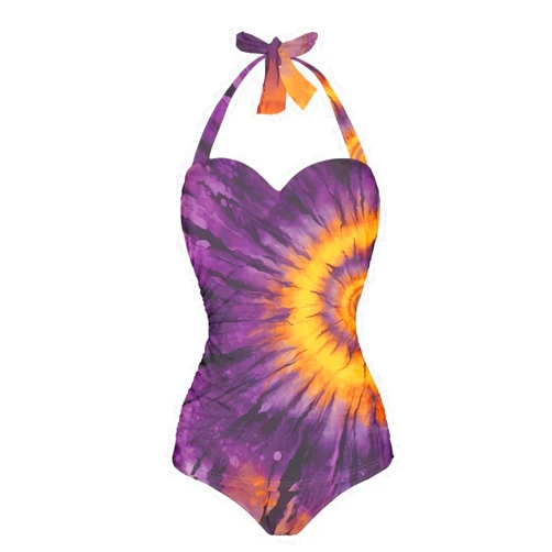 ZIATUBLES One Piece Swimsuit Women's Cosy Swimwear with Halter Strap Bathing Suit Monokini for Ladies Swimming Surfing