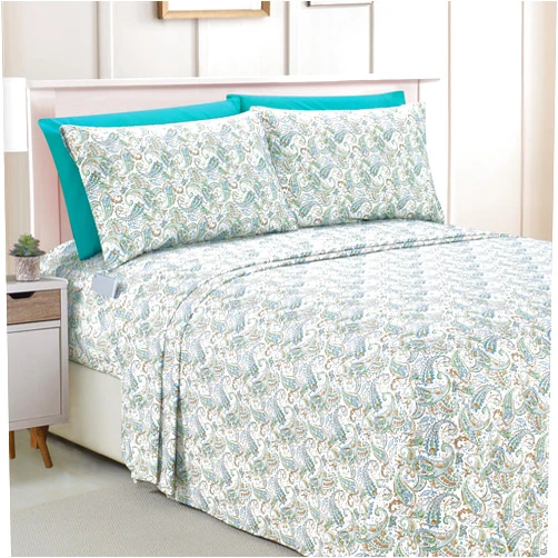 Elegant Comfort Amelia Paisley Printed 6-Piece Sheet Set, Deep Pocket 1500 Premium Hotel Quality, Fade and Wrinkle Resistant, Fitted Sheets with Smart Pockets, Paisley Sheet Set, King, Teal