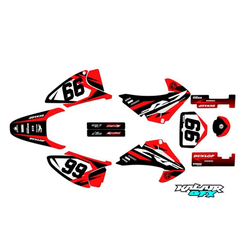 Kalair GFX Graphics kit for Honda CRF150F (2003-2007) Division Series Red 9 Mil-Dirt pit bike motorcycle stickers,dirtbike racing decal automotive motocross accessories no plastics