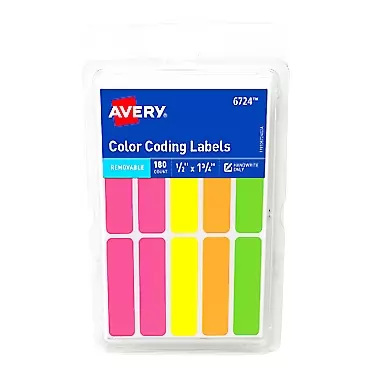 Avery Removable Color-Coding Labels, Removable Adhesive, 1/2