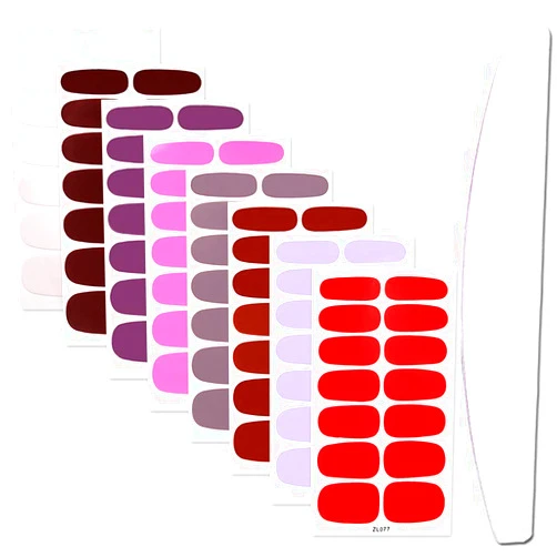 WOKOTO 8 Sheets Full Nail Self-Adhesive Polish Wraps Stickers For Nails Solid Nail Art Polish Strips Decals Set With Nail File