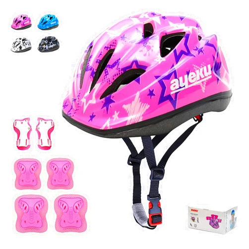 AyeKu Kids Bike Helmet, Skateboard,Skating Scooter Helmet Pad Set for 3-5-8-14 Years Boys Girls with Knee and Elbow Pads Wrist Guards Roller Skates,Cycling Protective Gear Set