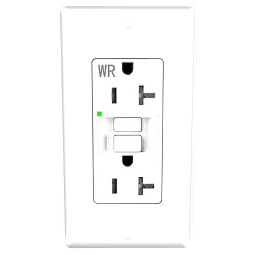 POWAWINI GFCI Outlet 20 Amp, Thinner Design, Self-Test GFI Receptacle, LED Indicator, UL Listed, Tamper Resistant, Weather Resistant, with Wall Plates and Screws, Indoor Outdoor Use, White