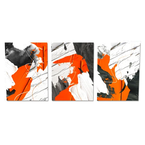 Muzagroo Art Abstract Canvas Wall Art for Living Room Orange Abstract Canvas Paintings Printed Art for Bedroom Decorations 3 Panels Modern Art Ready to Hang S