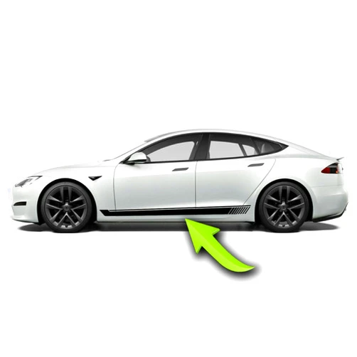 Benini Design Studio Side Lower Door Rocker Vinyl Racing Stripes - Compatible with Tesla Model S, Compatible with Tesla Model X, Compatible with Tesla Model y, Model 3, Plaid (Model S, White)