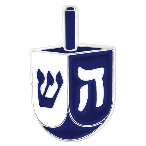 PinMart Blue & White Hanukkah Dreidel Holiday Enamel Lapel Pin