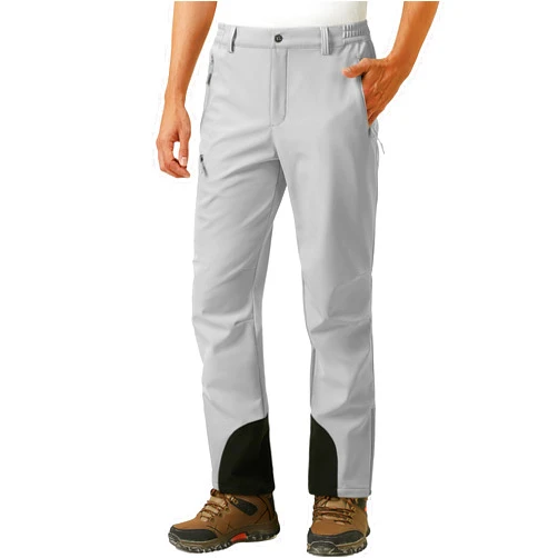 MAGCOMSEN Snow Pants Men Waterproof with Zipper Bottom Winter Softshell Ski Pants Fleece Lined Hiking Snowboard Pants