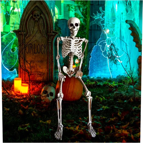 HILIVESVALUE 5 Feet Halloween Skeleton Skeleton Man Decoration, Life Size Skeleton Man Decoration for Indoor and Outdoor Use, Scary and Realistic Patio Haunted House Hallway Door Decoration