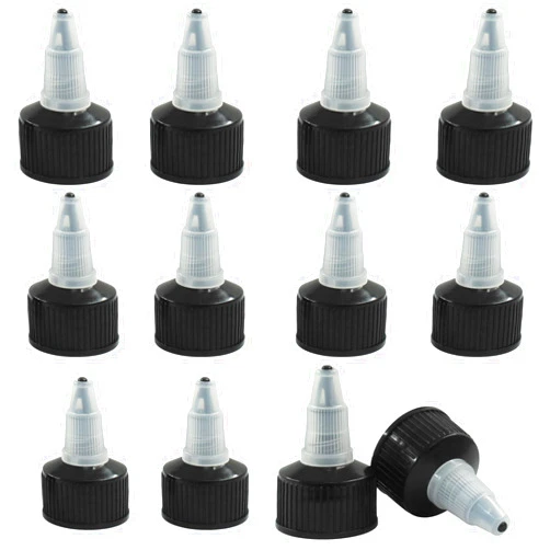 Moicstiy 12Pcs 24/410 Twist Top Caps, Bottle Dispensing Caps Replacement Caps for Squeeze Bottles, Glue Bottles(Black)