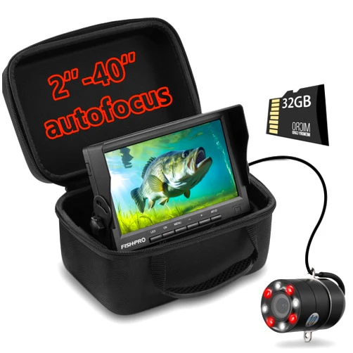 FishPro 2024 Upgrade [Auto-Focus 2''- 40''] Underwater Fishing Camera DVR 32GB, Ice Fishing Camera Underwater 1200TVL, IR&LED Light for Dark, 4500mAh Li-Battery w/ [Spare Charging Port], 49Ft Cable