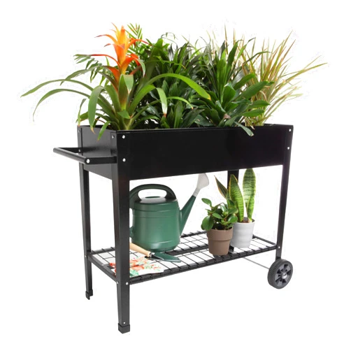 Home-Complete Raised Garden Bed - Planter Box with Storage Shelf for Growing Flowers, Vegetables, or Herb Garden - Gardening Supplies (Black)