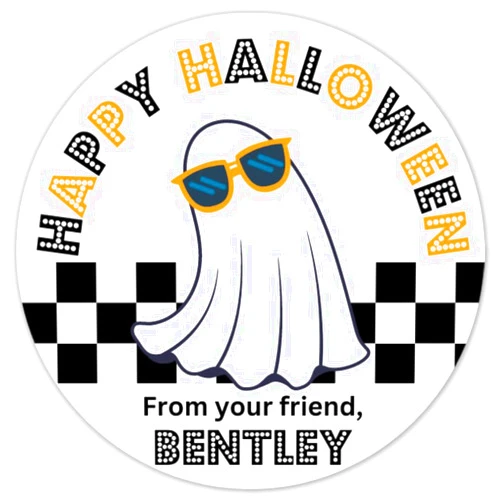 Take a Scroll Design 40 Personalized Halloween Favor Sticker Sheets for Kids Custom Labels for School Class Party Bulk Student Gift Tags 2 inch Round
