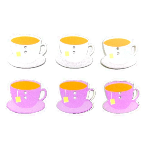 PUDOCK 50Pcs Coffee Cup Shape Wood Buttons DIY Scrapbook Photo Album Sewing Knitting Decor - Multicolor