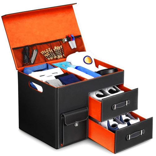 YOREPEK Premium Golf Trunk Organizer, Large Capacity Car Storage Box with 2 Drawers for Golf Shoes, Waterproof Car Golf Locker for Clothes, Tees, Golf Accessories for Men, Golf Gifts for Men Golfers