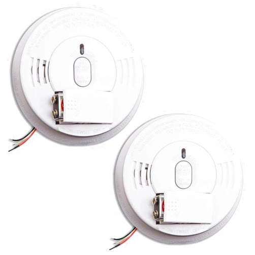 Kidde Smoke Detector, Hardwired Smoke Alarm with Battery Backup, Front-Load Battery Door, Test-Silence Button,(Pack of 2) White
