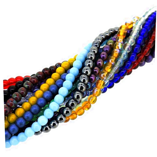 Beads Direct USA 10 Strands Value Pack - Czech Druk Round Glass Beads 4mm - Assorted Colors (appx 1000 Beads Total)