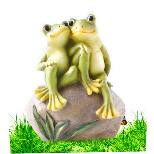 Nicylin Frog Ornament Resin Couple Frog Sitting on Stone Garden Animal Statue Waterproof Frog Figurines Garden Decor for Yard Patio Lawn Outdoor Statues
