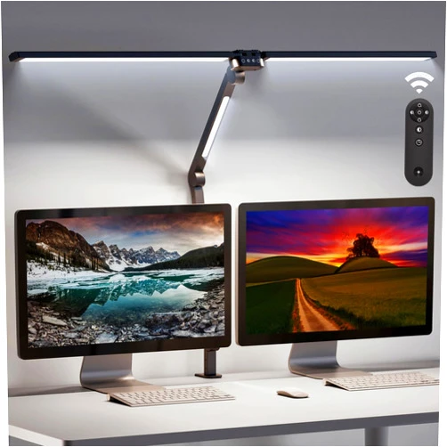 LogtBleem Led Desk Lamp with Clamp,Dimmiable Architect Desk Lamp for Home Office,4 Colors Temperature Brightness Adjustable with Remote Control Foldable Bendable Bracket Table Light