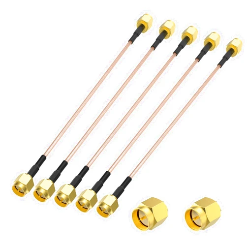 SDTC Tech 5pcs Coaxial Coax Cable Assembly SMA Male to SMA Male Antenna Extender Cable Adapter Jumper(6 inch/15cm)