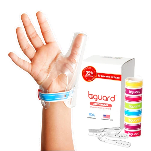 TGuard AeroThumb Treatment Kit for Babies, Toddlers, & Kids - Effective Thumb Sucking Stopper - Thumb Guard for Kids w/ 30 TGuard Bracelets - for Children Under 40 lbs, Small