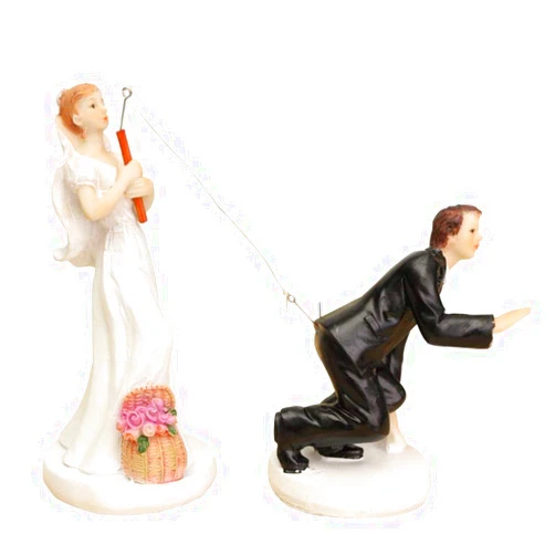 SAPPSEN Cake On Fishing Bride Catching Groom Funny Wedding Cake Topper Decor- Bride And Groom Set