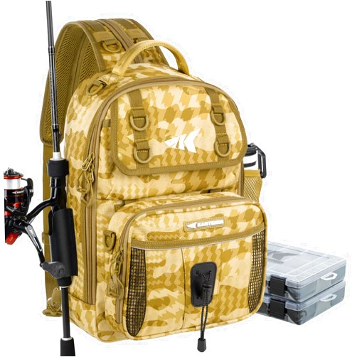KastKing BaitSpace Fishing Sling Bag, Fishing Backpack with Rod & Beverage Holder, Tackle Bag for Fishing Gear