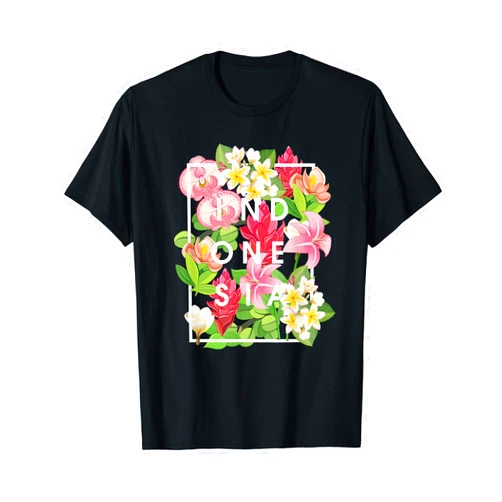 Family Heritage Gifts Flowers of Indonesia Word Art - Indonesian Pride T-Shirt