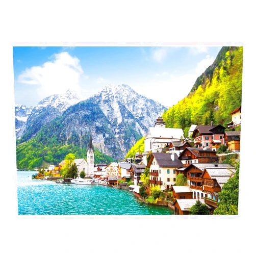 SiTimmGer Jigsaw Puzzles 1000 Pieces for Adults Mountain Town Lake Modern Landscape Challenging Puzzle Fit Together Perfectly Toys Gift 19.7