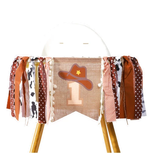 TERJIO Cowboy 1st Birthday High Chair Banner - My First Rodeo Birthday Party Decorations,Western Farm One Highchair Banner,Rodeo First Cowboy Party Fabric Decor,Cowboy Birthday Garland Photo Prop.