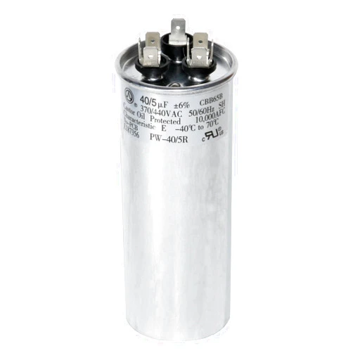 PowerWell 40 + 5 MFD uf 370 VAC or 440 Volt Dual Run Round Capacitor PW-40/5/R for Condenser Straight Cool or Heat Pump Air Conditioner 40/5 Micro Farad