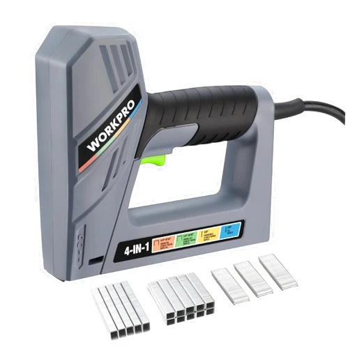 WORKPRO Electric Corded 4-in-1 Nail Gun, Professional Stapler for Wood Upholstery, Crafts, Framing, Decoration, DIY, Including 3000PCS of Staples and Nails