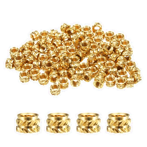 uxcell 100pcs M4 Threaded Inserts Brass Heat Set Insert M4x4mm, OD 6mm Knurled Insert Nuts, 3D Printing Brass Nuts Female Threaded Inserts Nuts