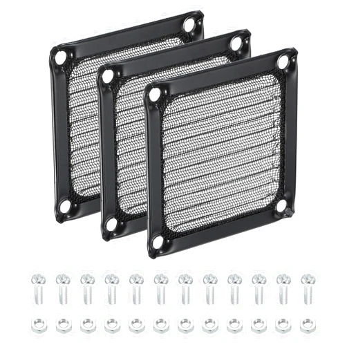 PATIKIL 60mm Computer Fan Filter Grill with Screws, 3 Pack Aluminum Frame with Stainless Steel Mesh Dustproof Case Cover for Computer, Ventilator, Black