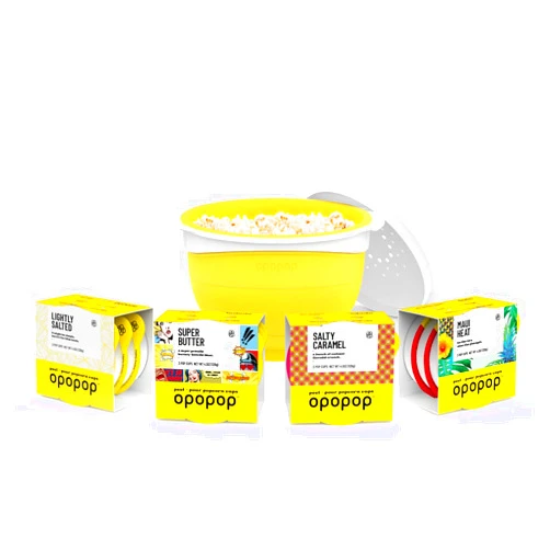 Opopop Microwave Popcorn - Variety 12-Pack Gourmet Popcorn Kit, Collapsible Silicone Popcorn Popper, Popcorn Maker, Gluten Free Snack-Sized Serving, BPA-Free and Dishwasher Safe