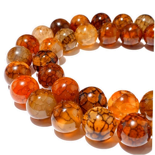 ABC GEMS USA ABCGEMS Namibian Dark-Matrix Spider Web Agate Beads from Africa (Web-Like Patterns are Naturally Formed, Making Each Bead One-of-a-Kind) Healing Charka Energy Stone Smooth Round 8mm
